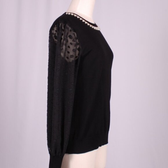 EUC Rio & Rian NY Black Embellished Neckline Sweater, Sz - M - Picture 10 of 13